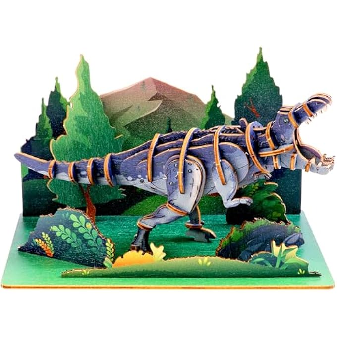 TYRANNOSAURUS DINOSAUR 3D WOODEN PUZZLE - 42 PIECES - AGES 8 AND UP - REALISTIC STYLE - ASSEMBLY & DISASSEMBLY - 1 COUNT - Image 1